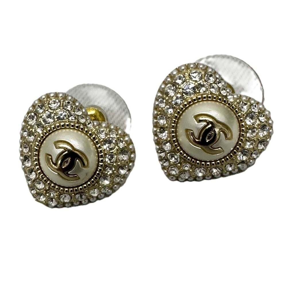 CHANEL Authentic White Logo Earrings